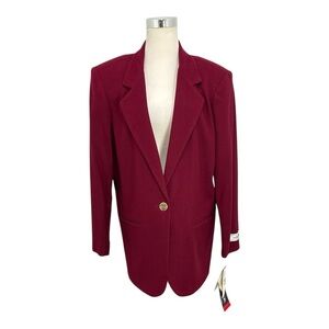 Vintage Sag Harbor Women's 14 Berry 100% New Pure Wool Jacket Blazer Lined